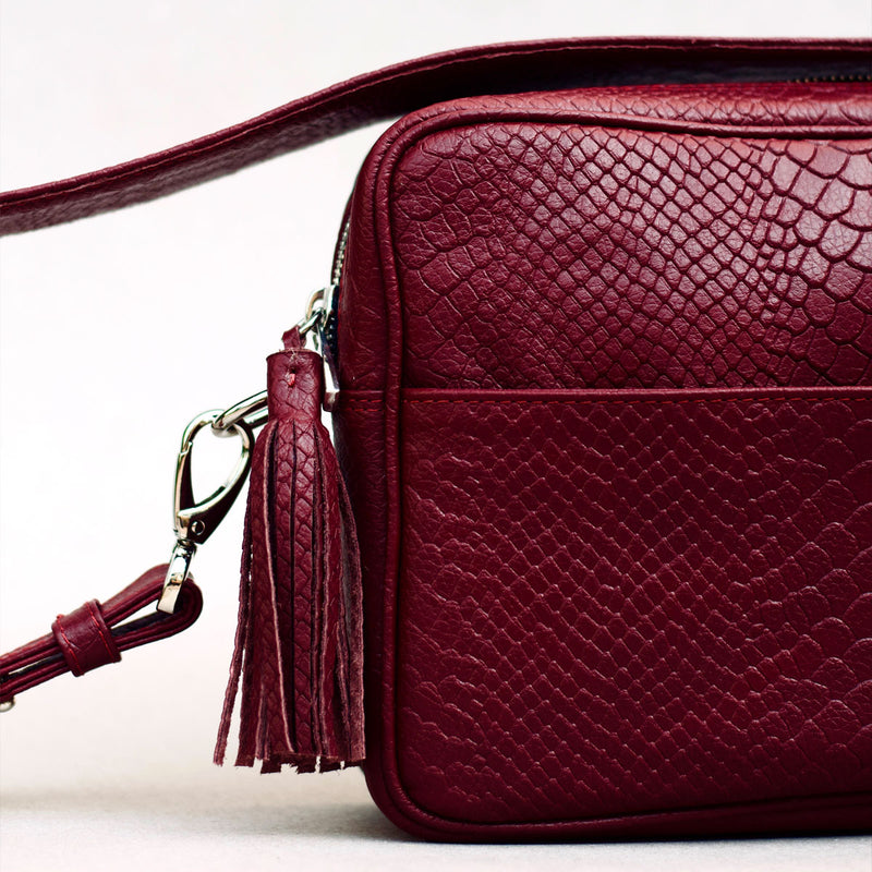 Crossbody Boho color Vino  Con doble asa (Grande)