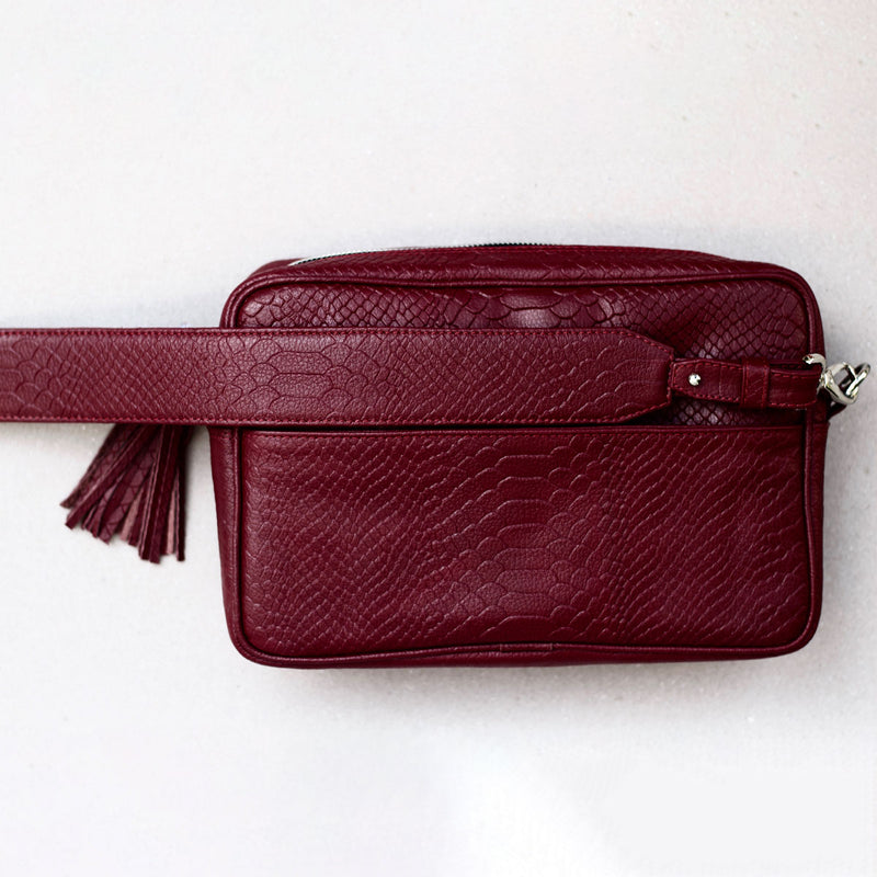 Crossbody Boho color Vino  Con doble asa (Grande)