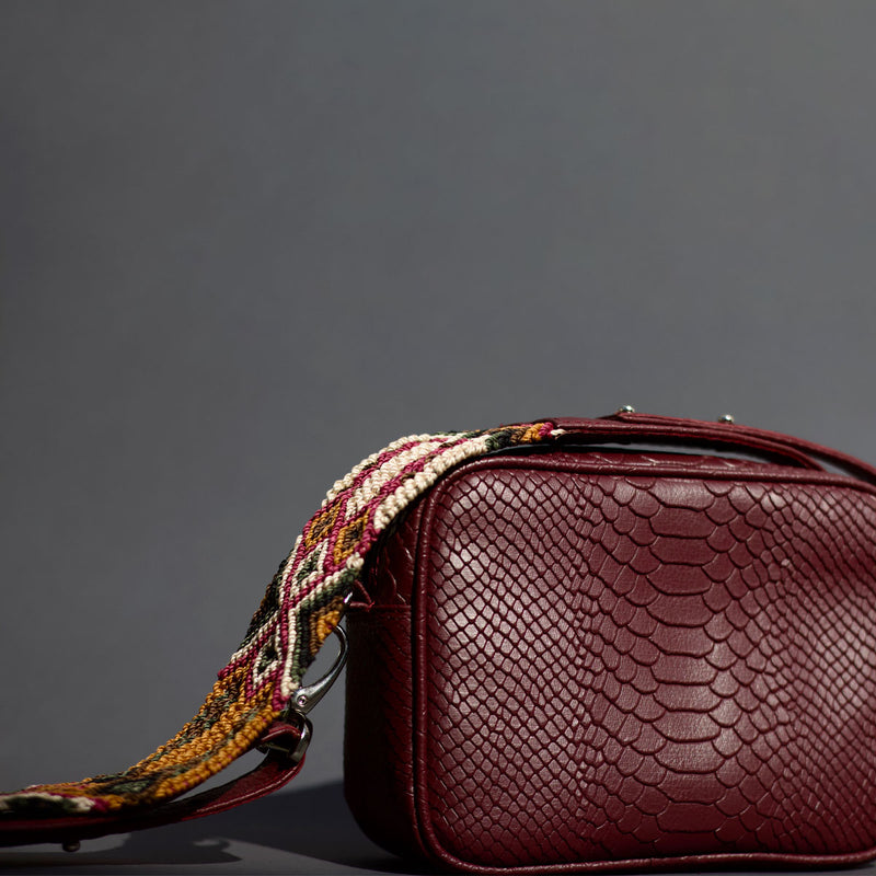 Crossbody Boho color Vino  Con doble asa (Grande)